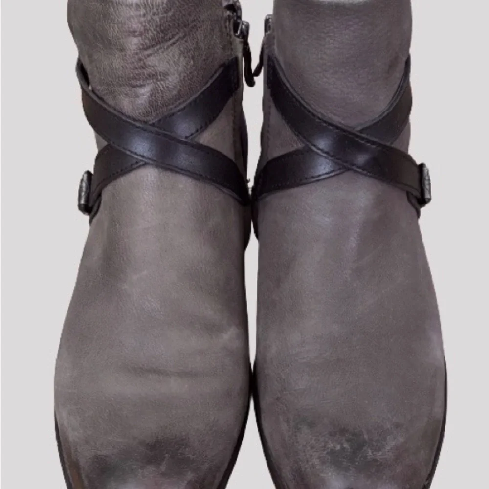 Bussola Antwerpen Alessia gray ankl boots WM US 7.5 EU 38 moto coastal
